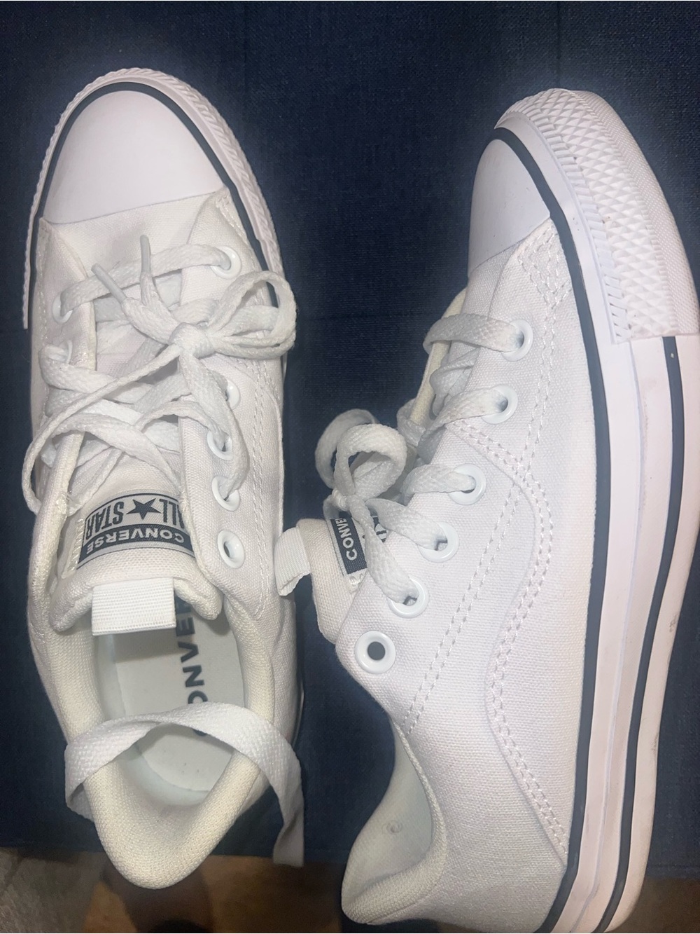 Converse Kids White Low-Top Canvas Sneakers with Black Stripe